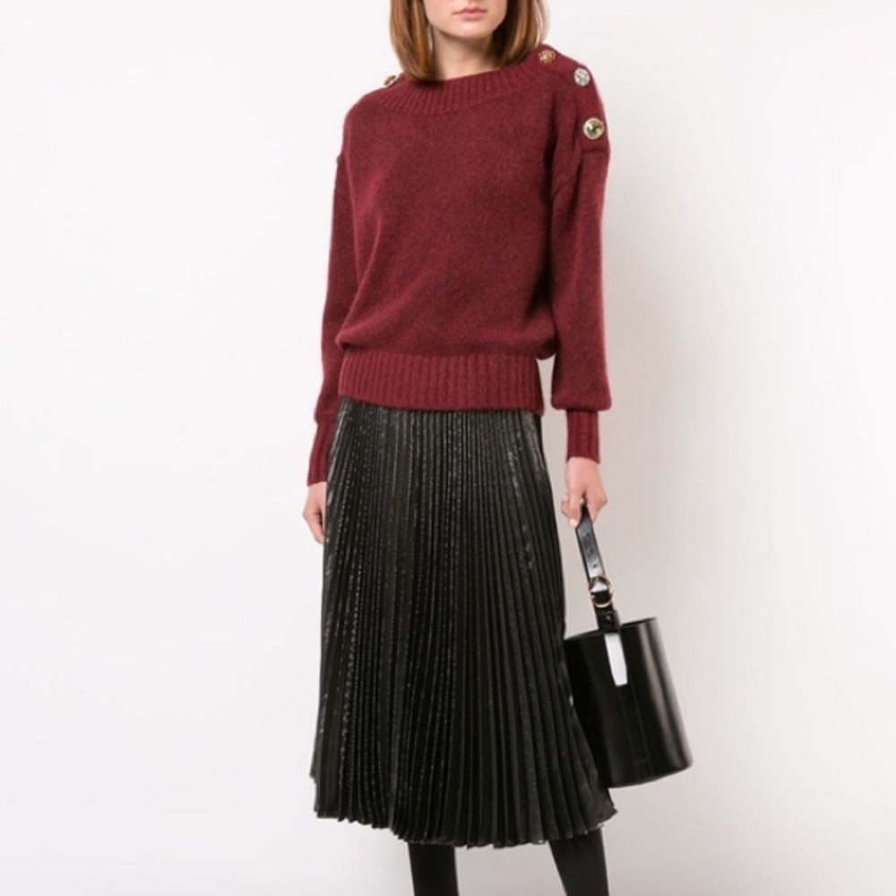 NWT $495 Veronica Beard Chase Button Detail Sweater Pullover - Picture 4 of 8